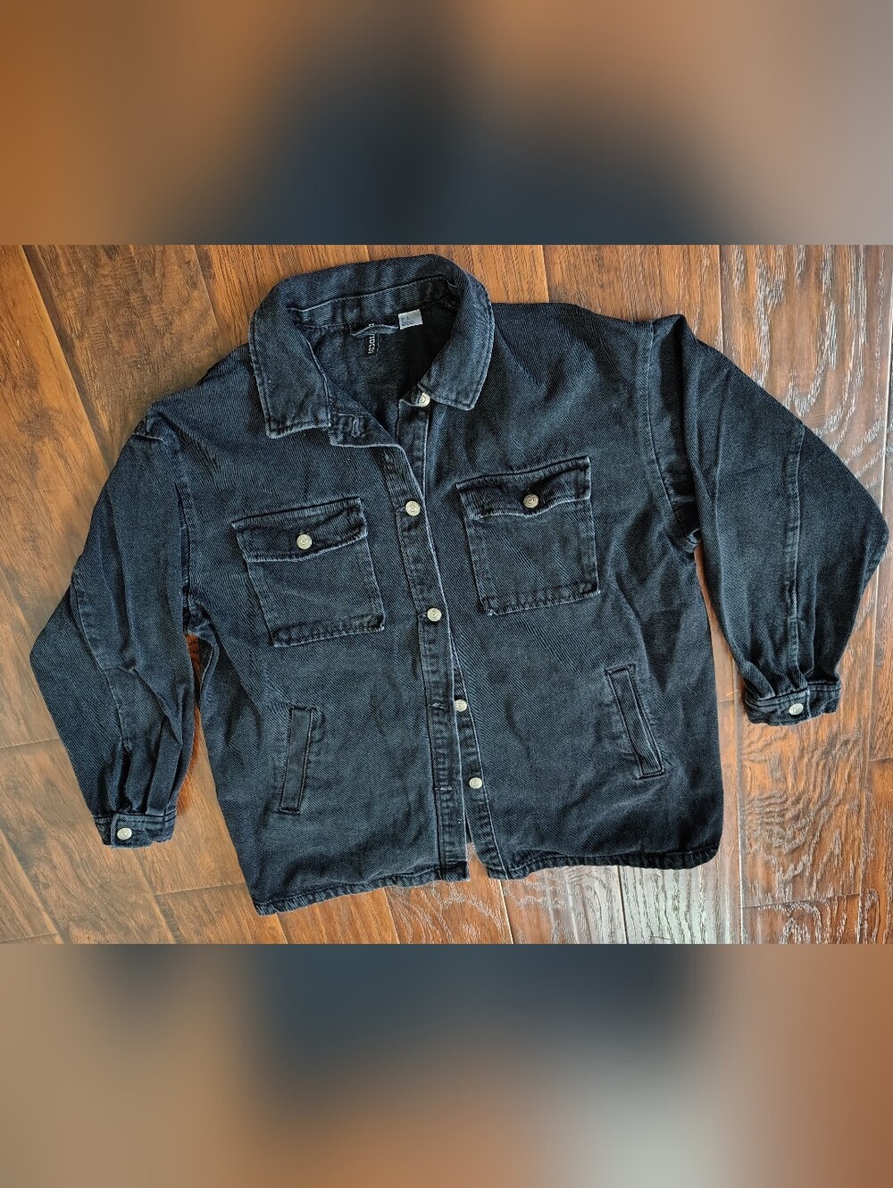 H&M Divided black denim button down jacket size L-XL